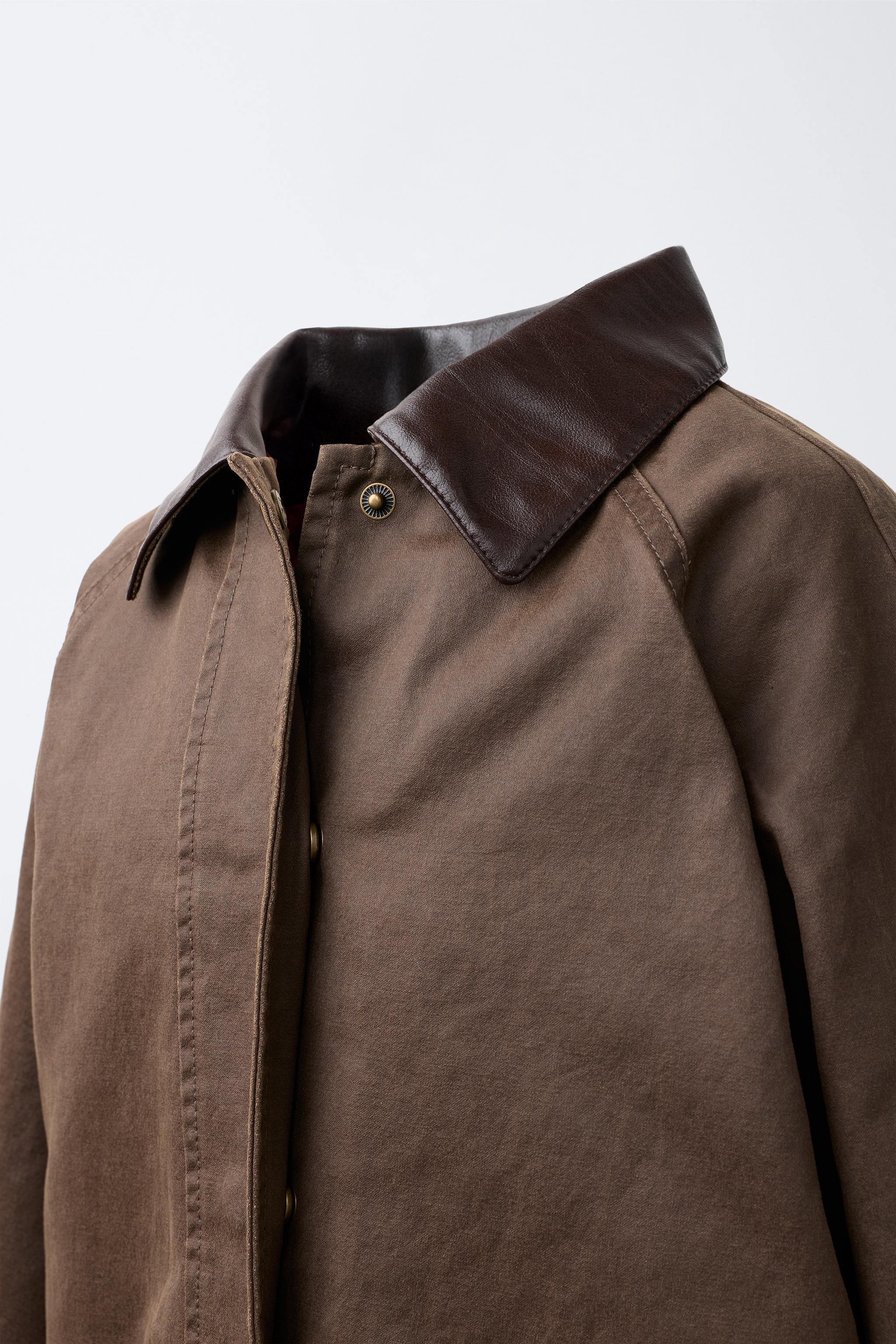 WAXED JACKET WITH CONTRAST COLLAR